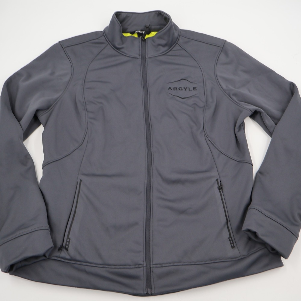 OGIO Softshell Jacket Ladies Large Grey Full Zip Fleece Lined Argyle Logo